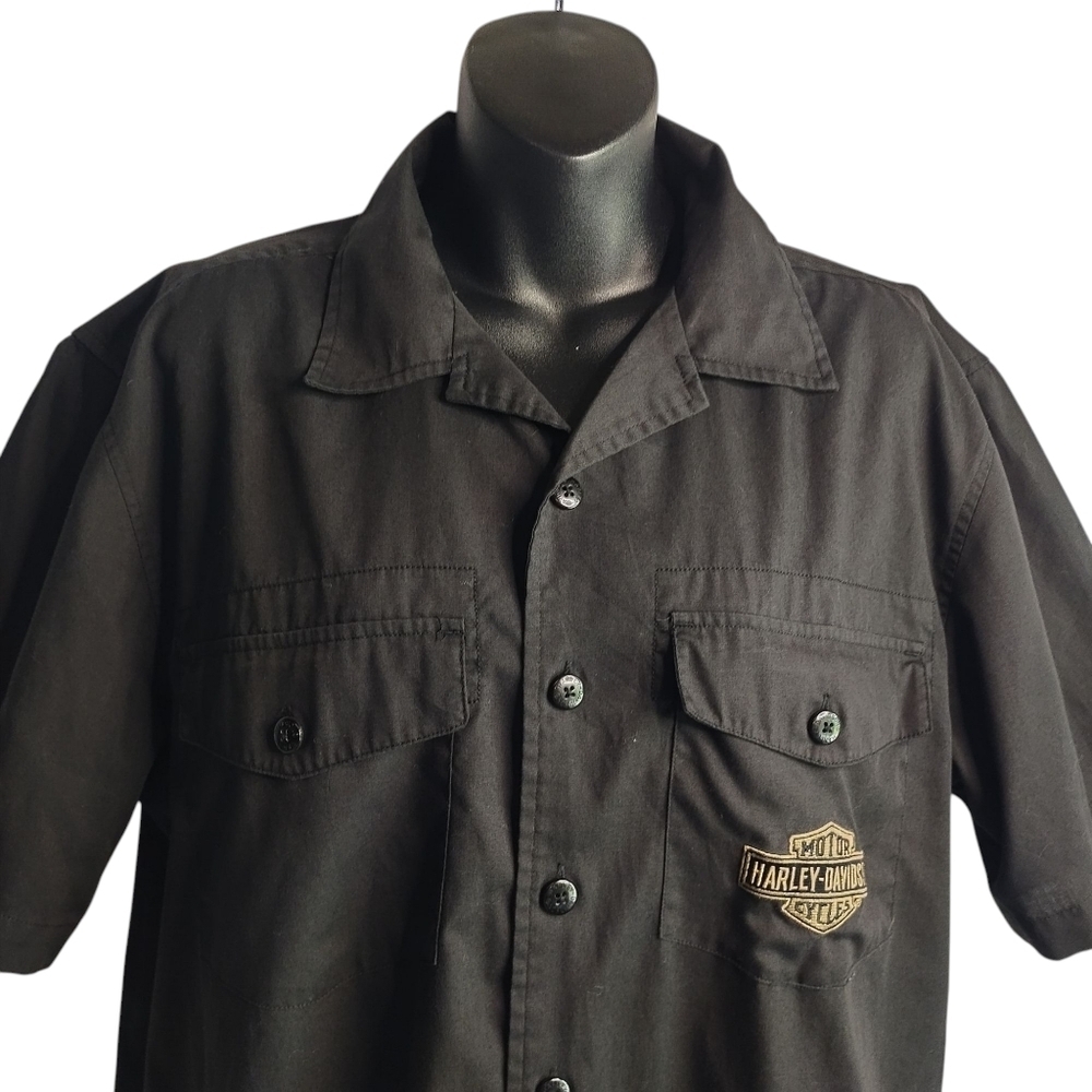 Harley-Davidson Men's Dark Gray Shortsleeve Button Up Shirt Size M - Picture 3 of 8